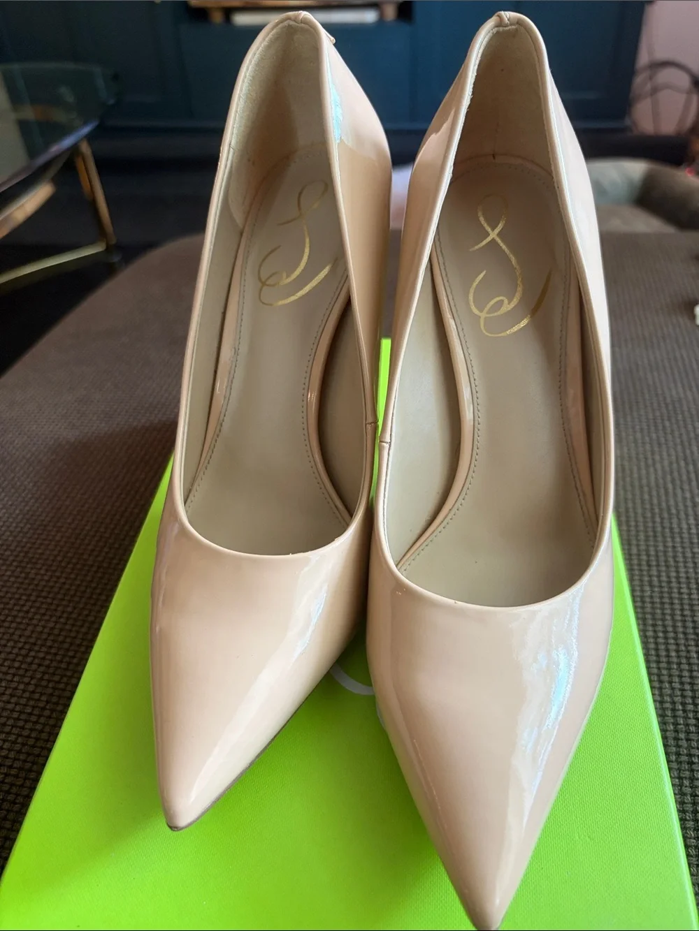 Sam Edelman Nude Patent Pointed-Toe Stiletto Pumps